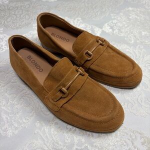Blondo Waterproof Suede Leather Horse Bit Loafers Cognac Tan Size 7.5